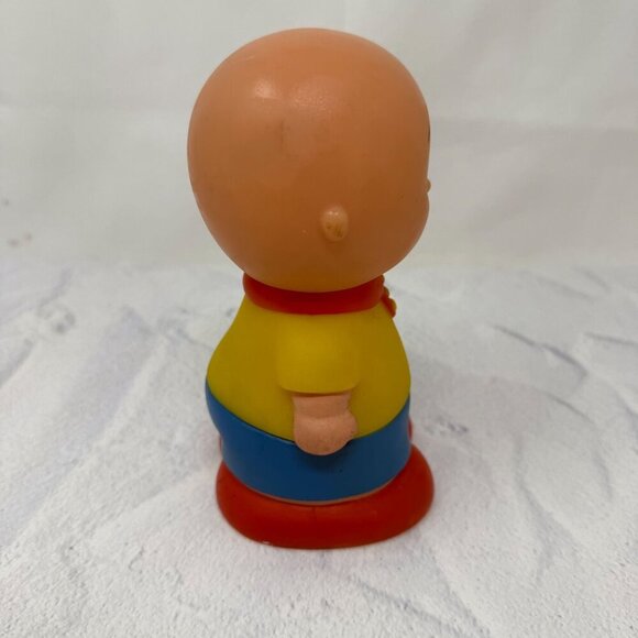 Caillou Plastic Figure Toy 6" Famosa Yellow Shirt Red Shoes PBS Squeak - Picture 3 of 8